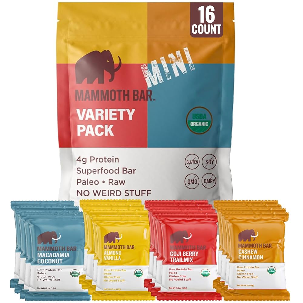 Mammoth Bar Minis - Organic Snack Bar Packed with 4g Protein. Paleo.