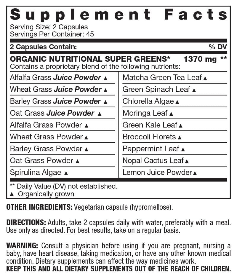 Fresh Start Organic Alkalizing Super Greens Capsules - 90 Count - image 2