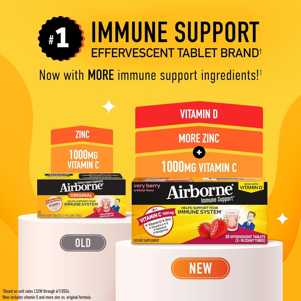 Airborne Vitamin C 1000mg Immune Support Effervescent Tablets - 36 Count - image 2