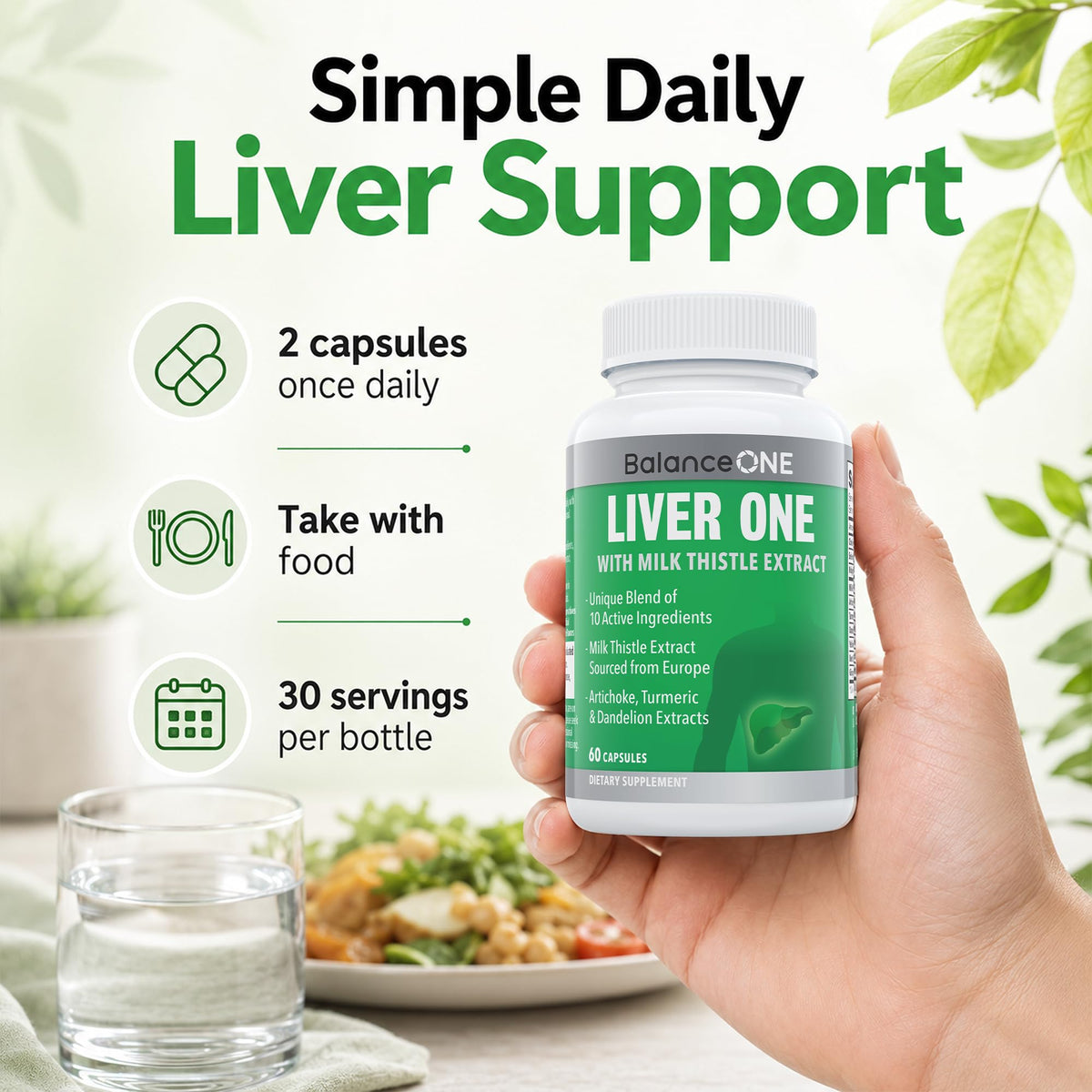 Balance ONE Liver Support Supplement with Milk Thistle - 60 Capsules - image 7