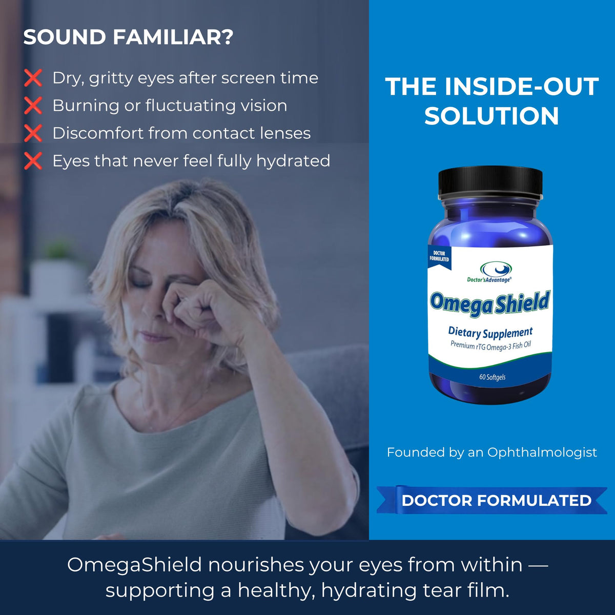 Doctor's Advantage Omega Shield Omega-3 for Eye Dryness - 60 Softgels - image 3