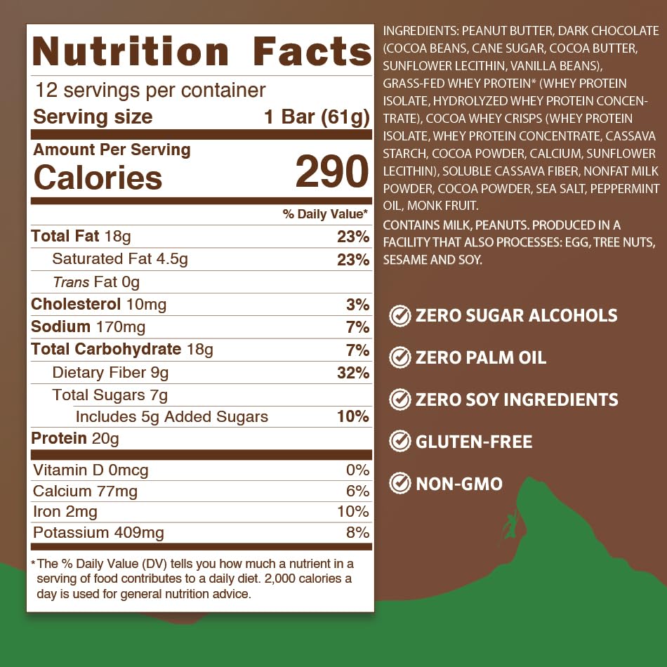 PEAK PROTEIN BARS - Natural - Grass-Fed Whey - 20G Protein - Non-GMO