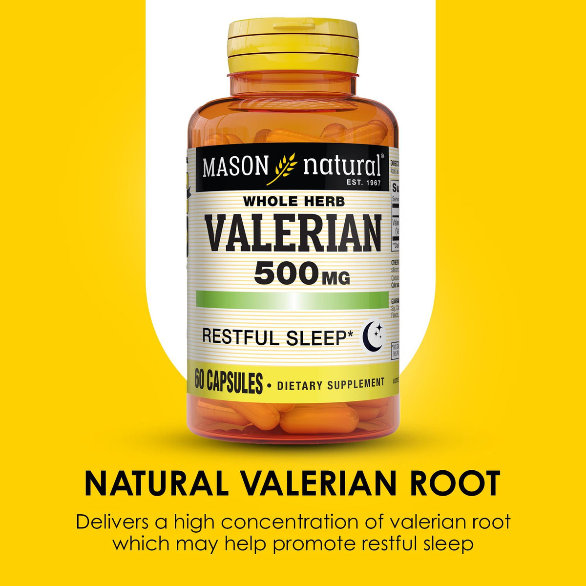 MASON NATURAL Valerian Root 500 mg Sleep Aid - 180 Capsules - image 4