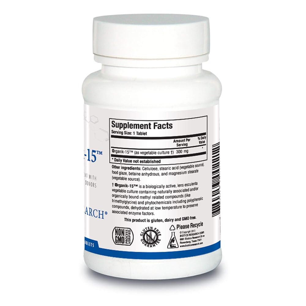 BIOTICS RESEARCH Organik-15 300mg Methyl Donors - 180 Tablets - image 2