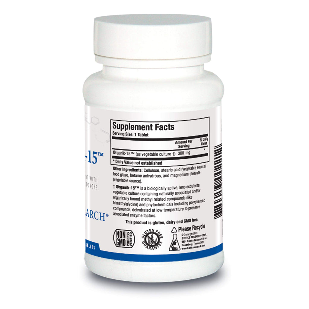 BIOTICS RESEARCH Organik-15 300mg Methyl Donors - 180 Tablets - image 2