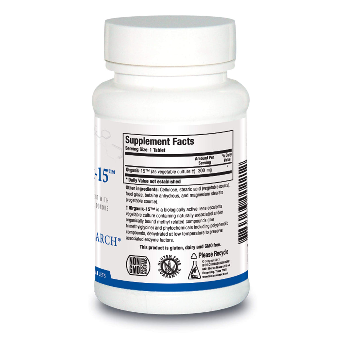 BIOTICS RESEARCH Organik-15 300mg Methyl Donors - 180 Tablets - image 2