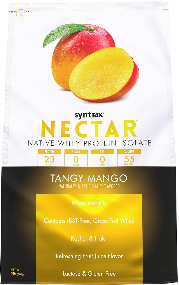 Syntrax Nectar 100% Whey Protein Isolate Powder Tangy Mango - 2 lb
