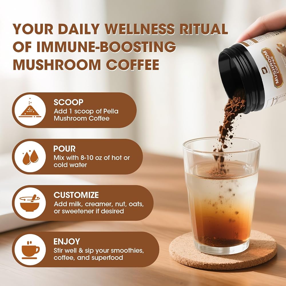 B BEWORTHS Mushroom Coffee - Lions Mane Mushroom Powder Instant