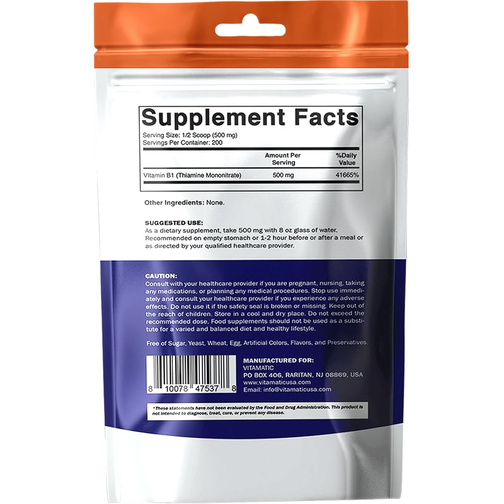 Vitamatic Vitamin B1 Pure Powder - 100 Grams - image 9