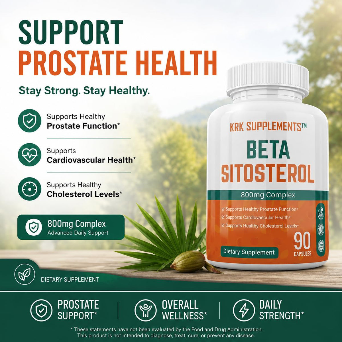 KRK SUPPLEMENTS Beta Sitosterol 800mg Prostate Wellness - 270 Capsules - image 3