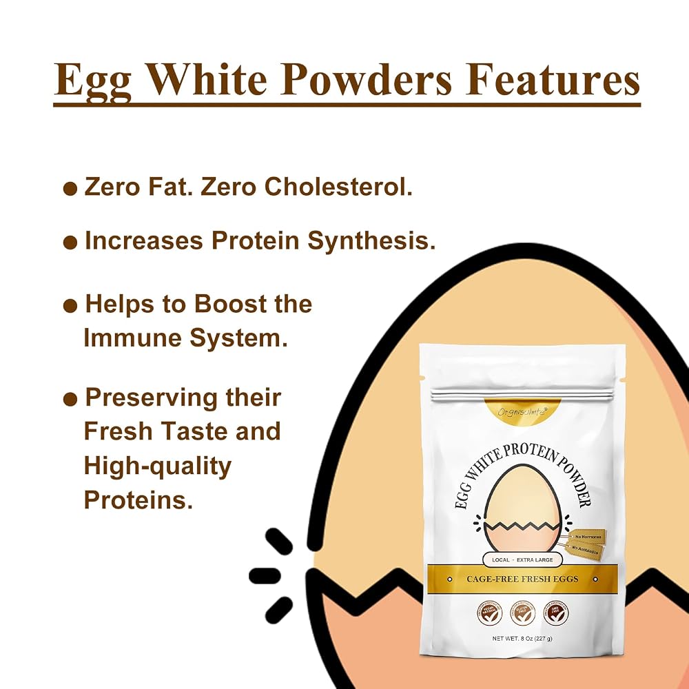 Orgnisulmte Egg White Protein Powder Unflavored - 227g - image 3