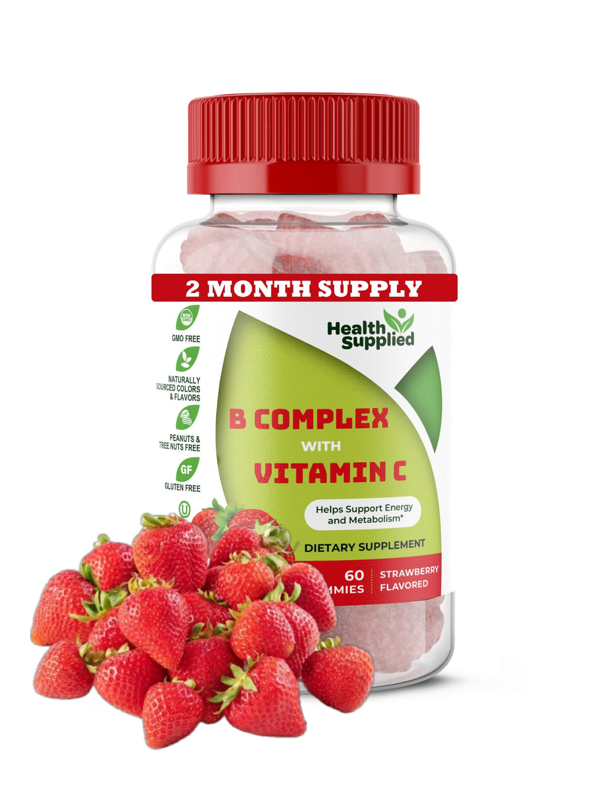 Health Supplied Strawberry Vitamin B Complex Gummies - 60 Count