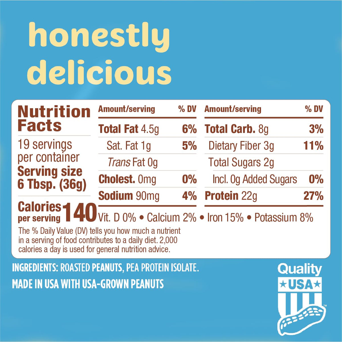 Tru-Nut Peanut Protein Powder 22g Plant Protein - 24oz Jar - image 2