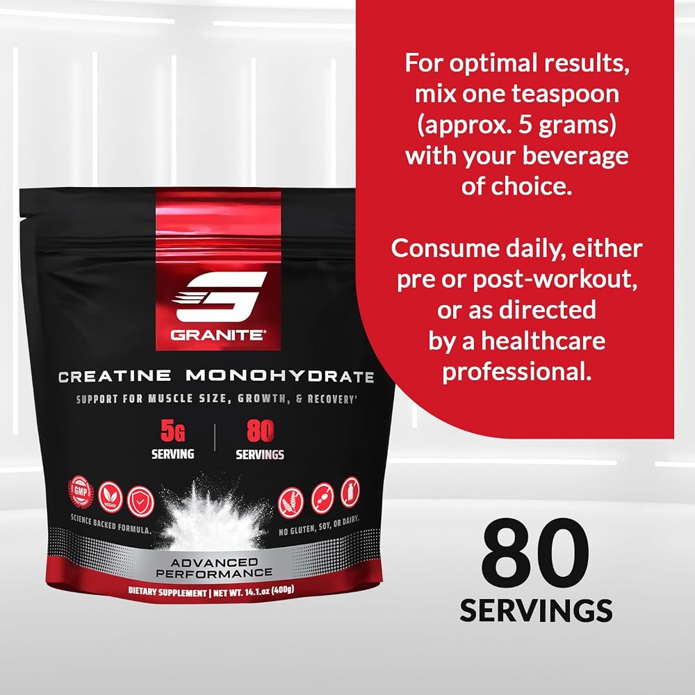 Granite Creatine Monohydrate Powder for Strength & Muscle - 80 Servings - image 7