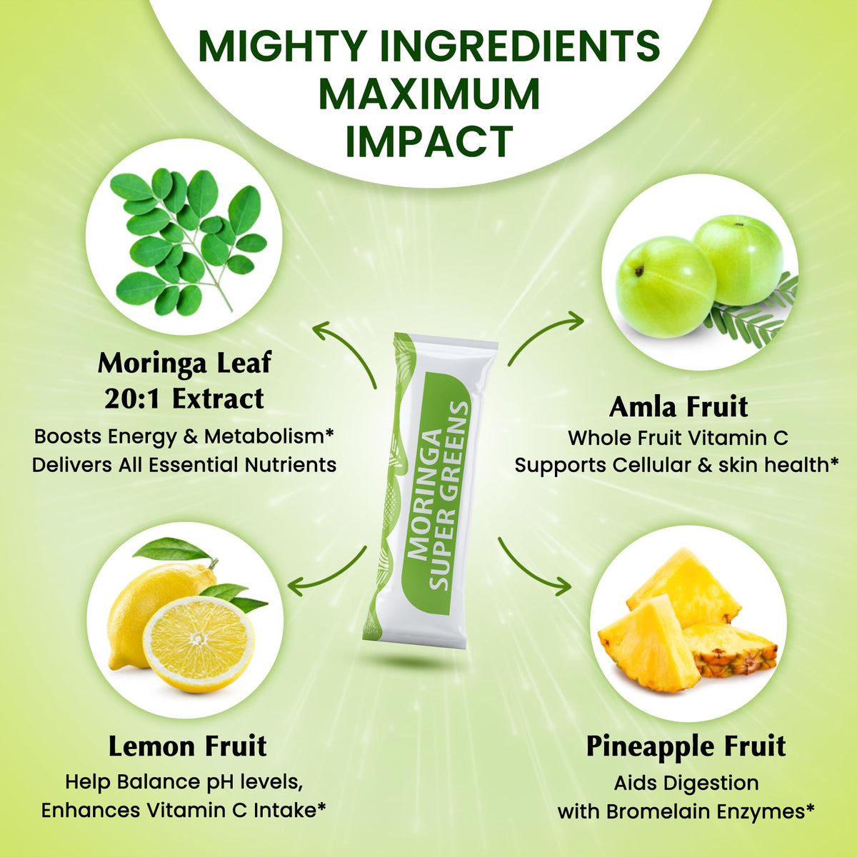 Organic Veda Moringa Amla Greens Superfood Powder - 30 Sticks - image 3