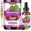 Magnesium Glycinate Liquid Drops, Magnesium Glycinate Supplement 500mg with Calcium, Zinc, Vitamin B6, D3, L-Theanine, Omega 3 for Sleep, Mood, Stress Relief, Bone, Muscle, Grape Flavor 2 Fl Oz