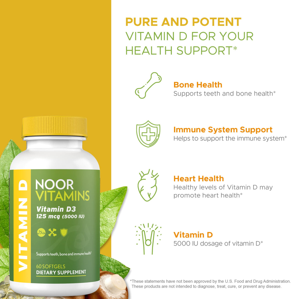 Noor Vitamins Vitamin D3 5000 IU - 60 Softgels - image 4