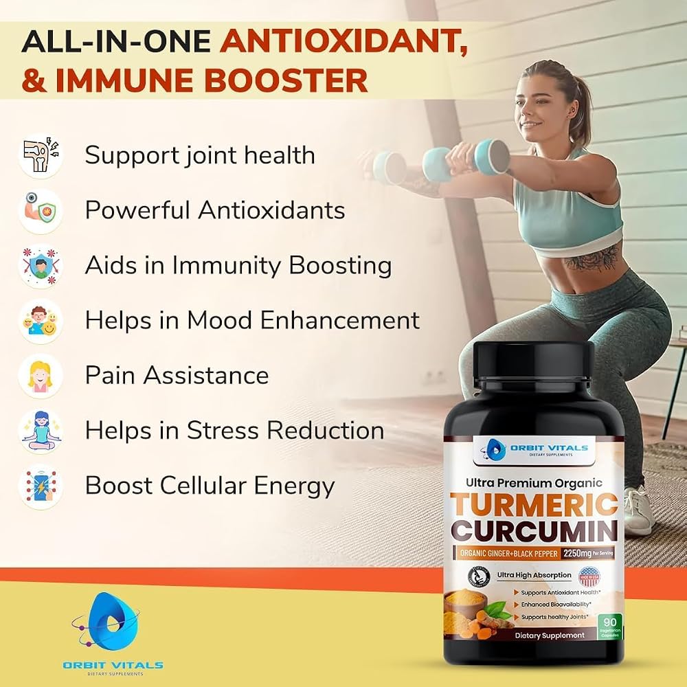 Orbit Vitals Turmeric Curcumin with Black Pepper & Ginger - 90 Capsules - image 5