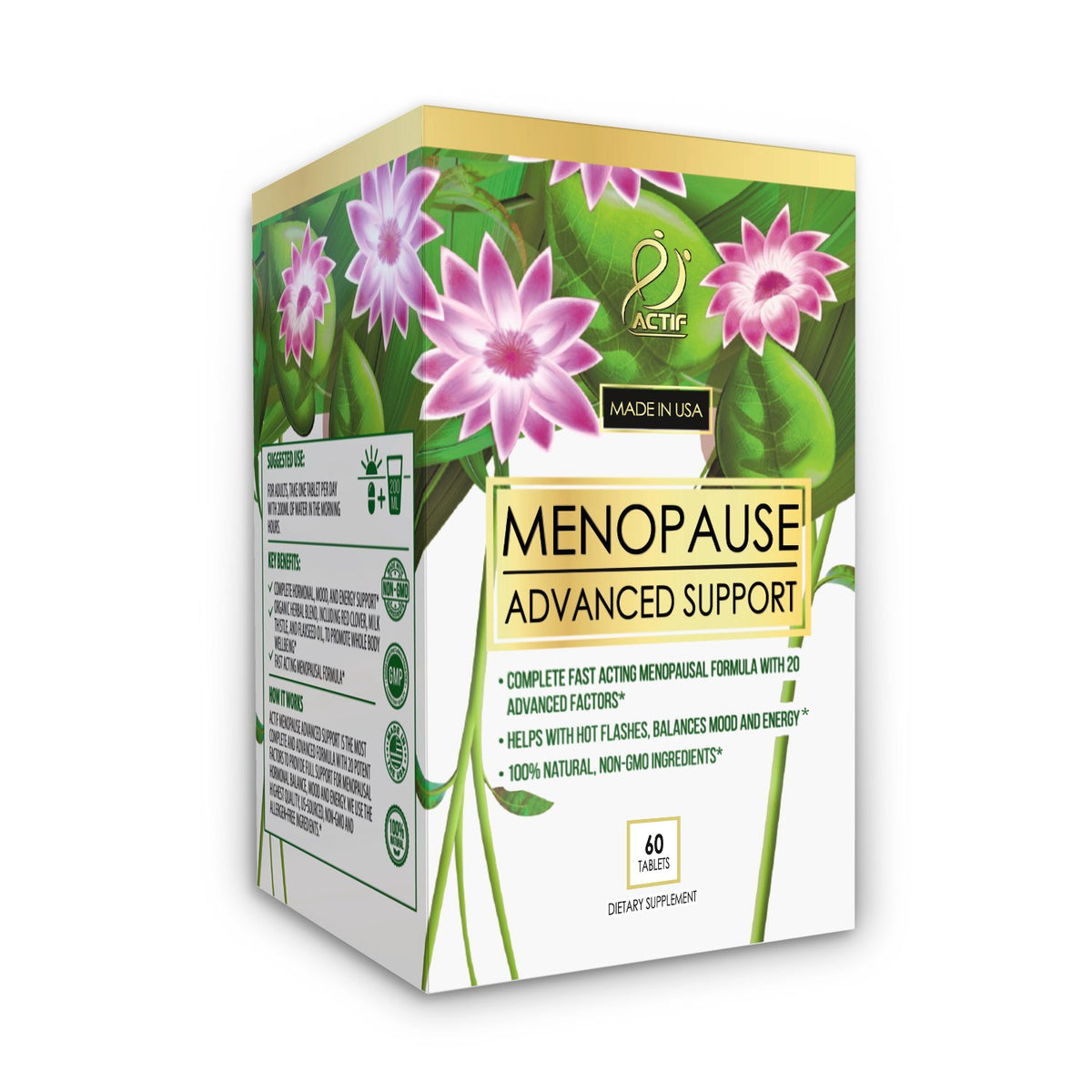 ACTIF Menopause Advanced Support with 20+ Organic Vitamins - 60 Tablets