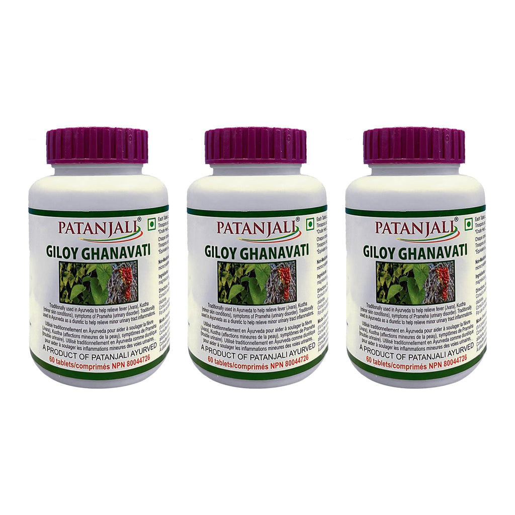 Patanjali Giloy Ghanvati Herbal Tablets - 180 Count (Pack of 3)