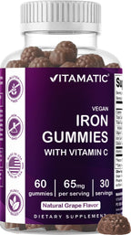 Vitamatic Iron 65 mg Gummies Supplement for Women & Men - 60 Vegan