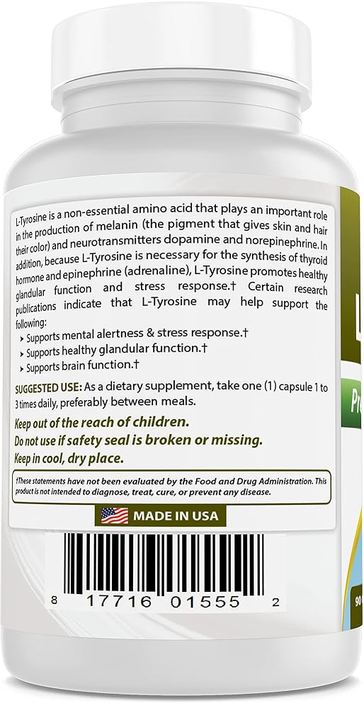Best Naturals L-Tyrosine 500 mg 90 Capsules - image 8