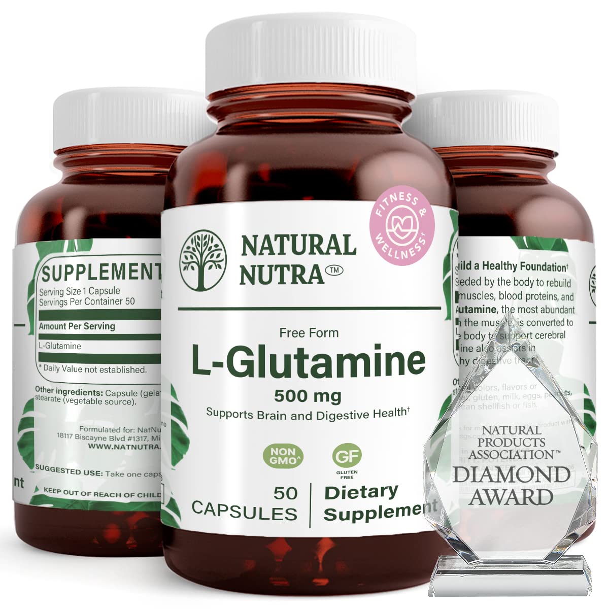 Natural Nutra L-Glutamine 500 mg - 50 Capsules