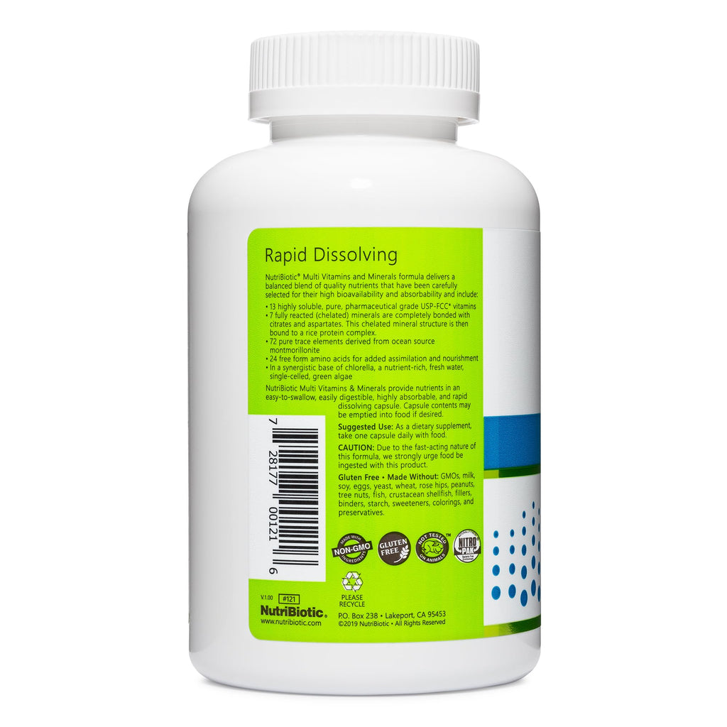 NutriBiotic Multi Vitamins & Minerals - 180 Capsules - image 2
