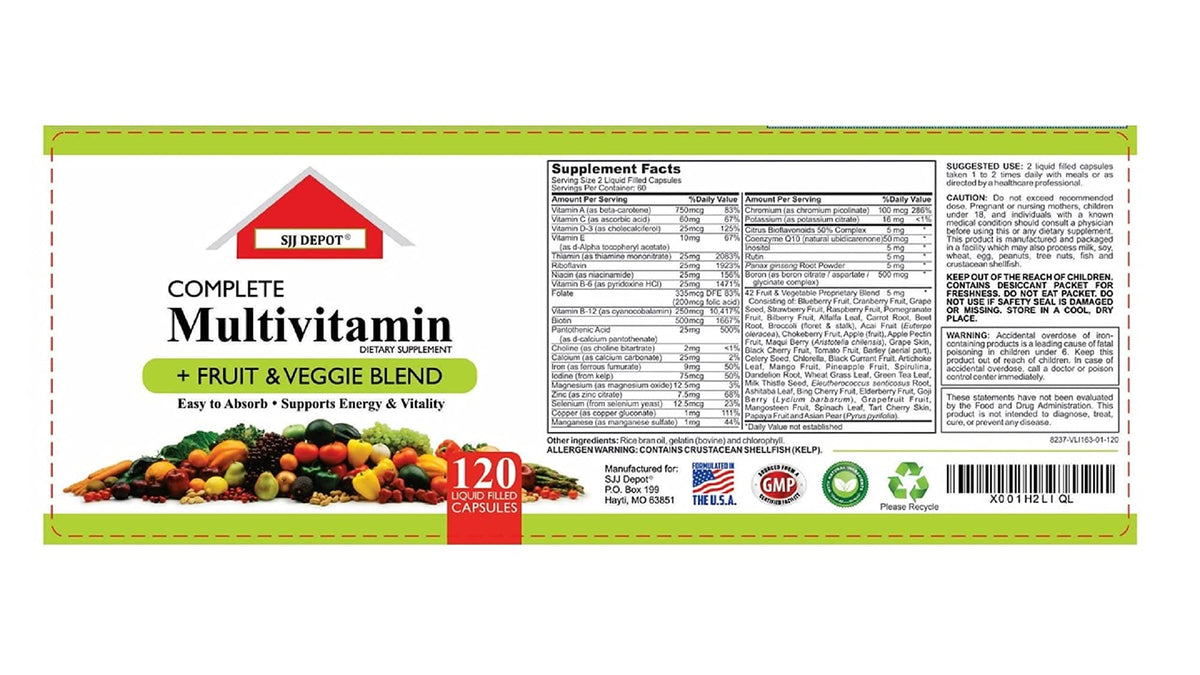 SJJ DEPOT Multivitamin with Fruit and Vegetable - 120 Capsules - image 5