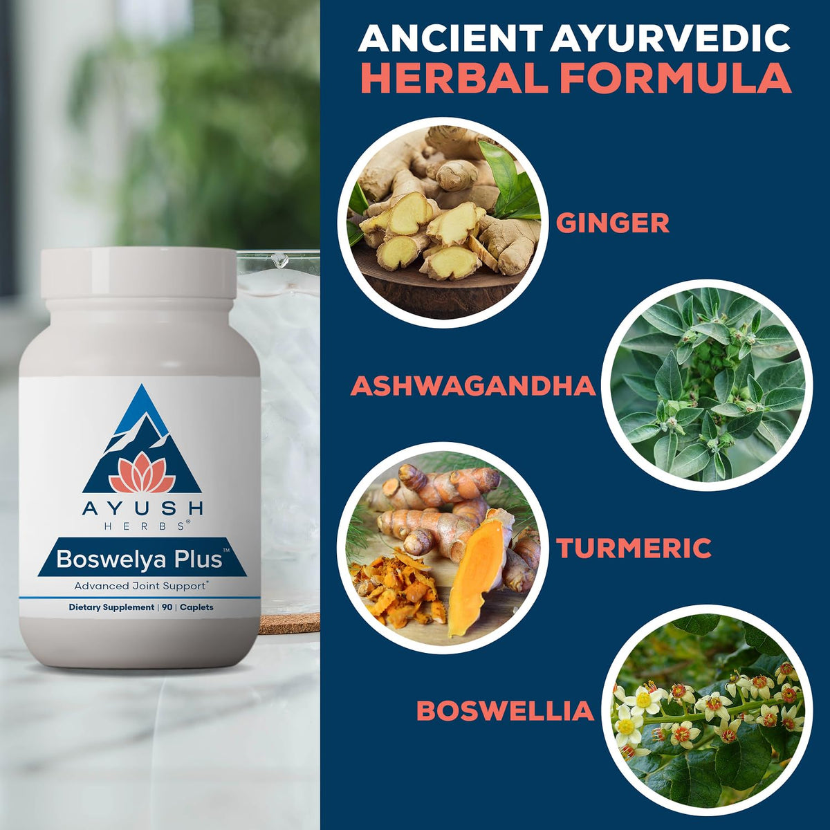Ayush Herbs Boswelya Plus Joint Care with Curcumin - 90 Caplets - image 4