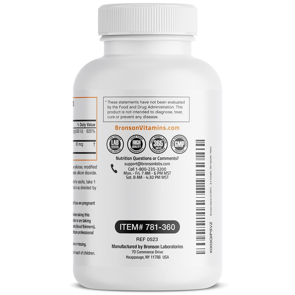 Bronson Vitamin K2 D3 (MK7) Supplement - 360 Capsules - image 7