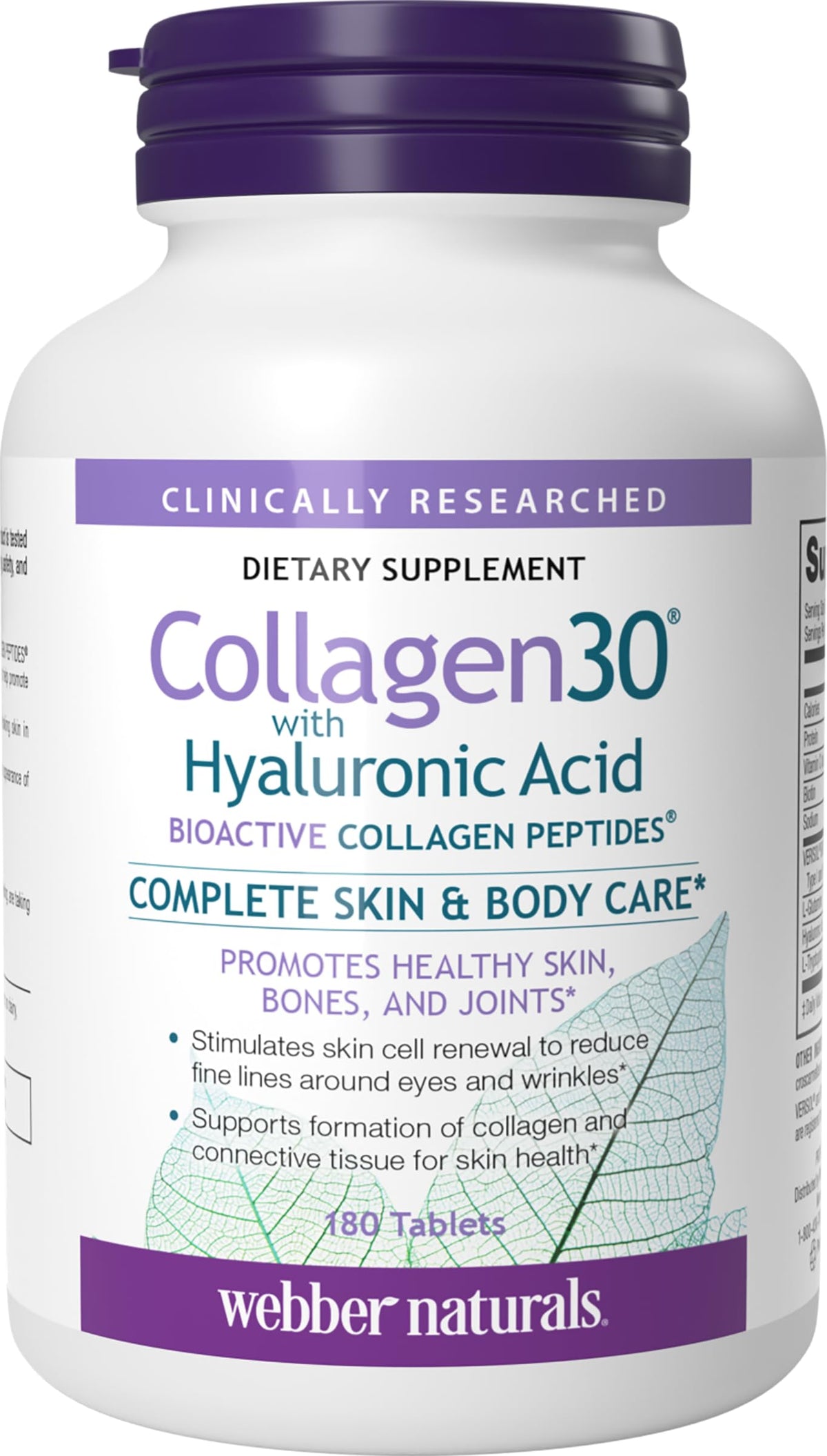 Webber Naturals Collagen Peptides with Hyaluronic Acid - 180 Tablets