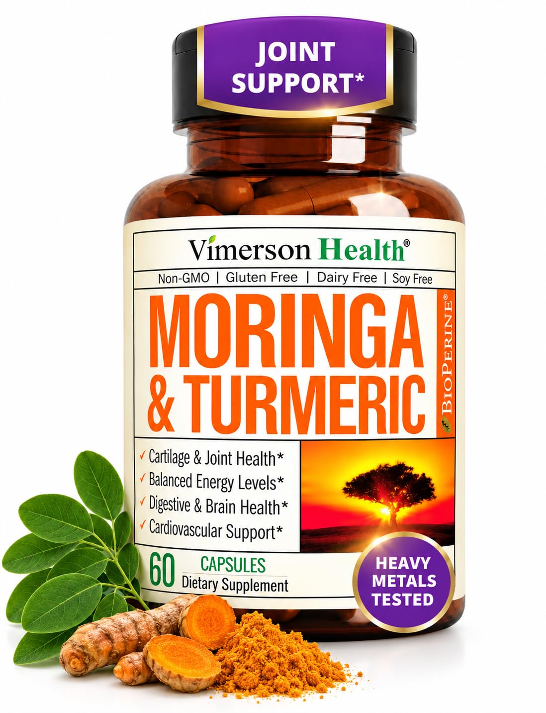 Vimerson Health Moringa 4:1 Extract with Turmeric Capsules - 60 Count