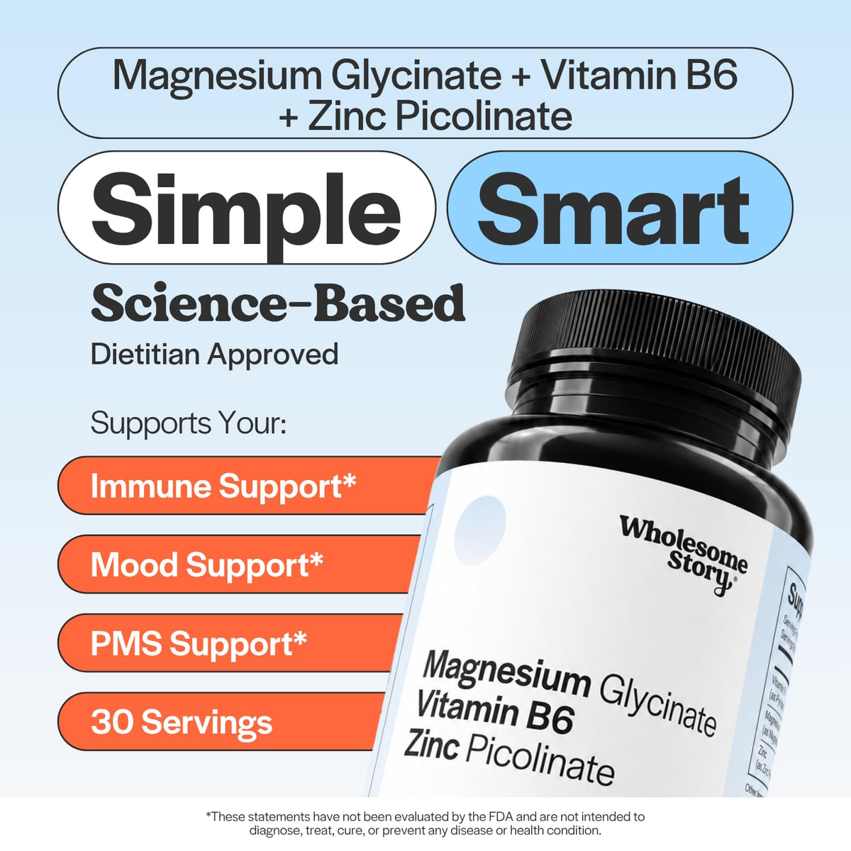 Wholesome Story Zinc Picolinate & Magnesium Glycinate with B6 - 60 Capsules - image 3