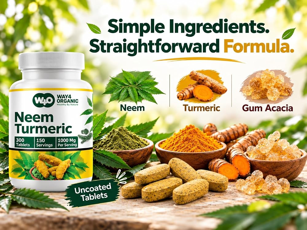 WAY 4 ORGANIC W4O Neem Turmeric Capsules(Tablets) - High-Potency