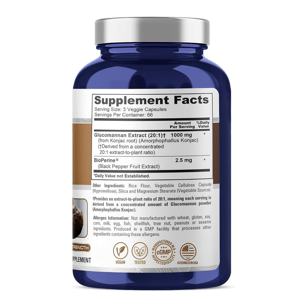 NusaPure Glucomannan Konjac Root 1000mg - 200 Vegetarian Capsules - image 2