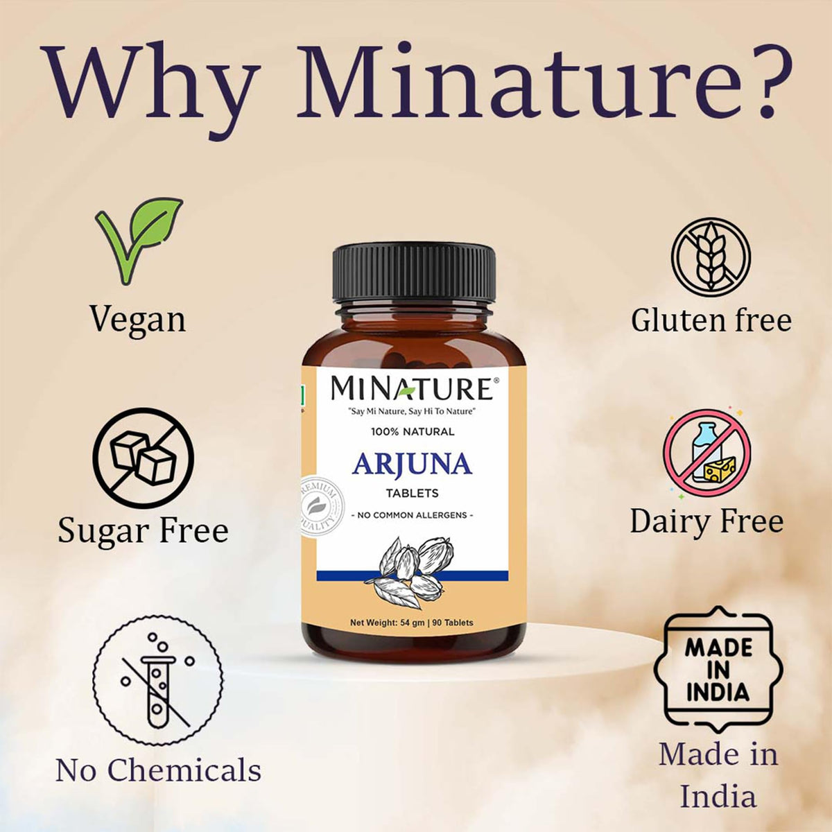 minature mi Nature Arjuna Tablets 1000mg - 90 Tablets - image 4