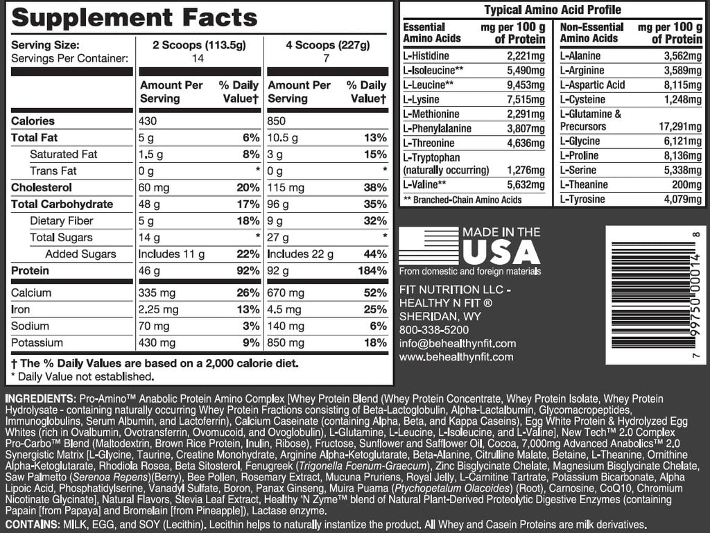 Healthy 'N Fit A. Muscle Chocolate Protein Mass Gainer - 3.5 lb - image 3