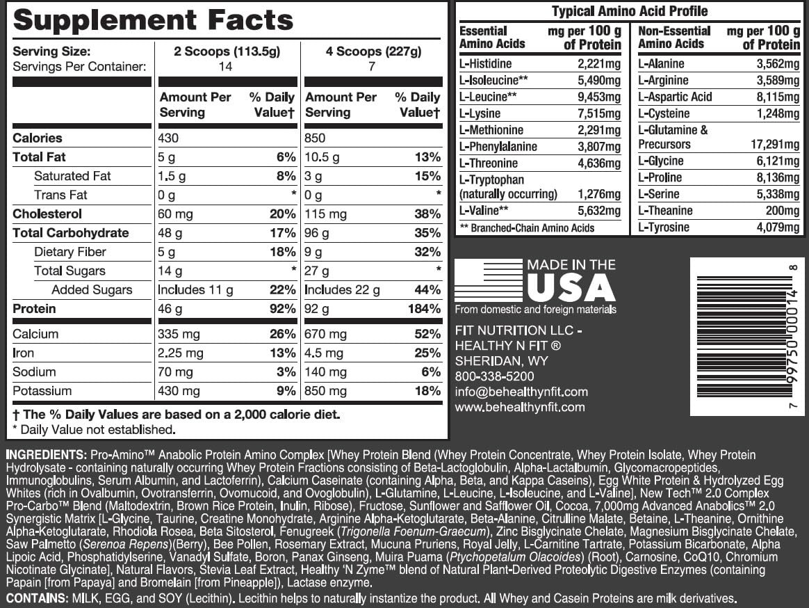 Healthy 'N Fit A. Muscle Chocolate Protein Mass Gainer - 3.5 lb - image 3