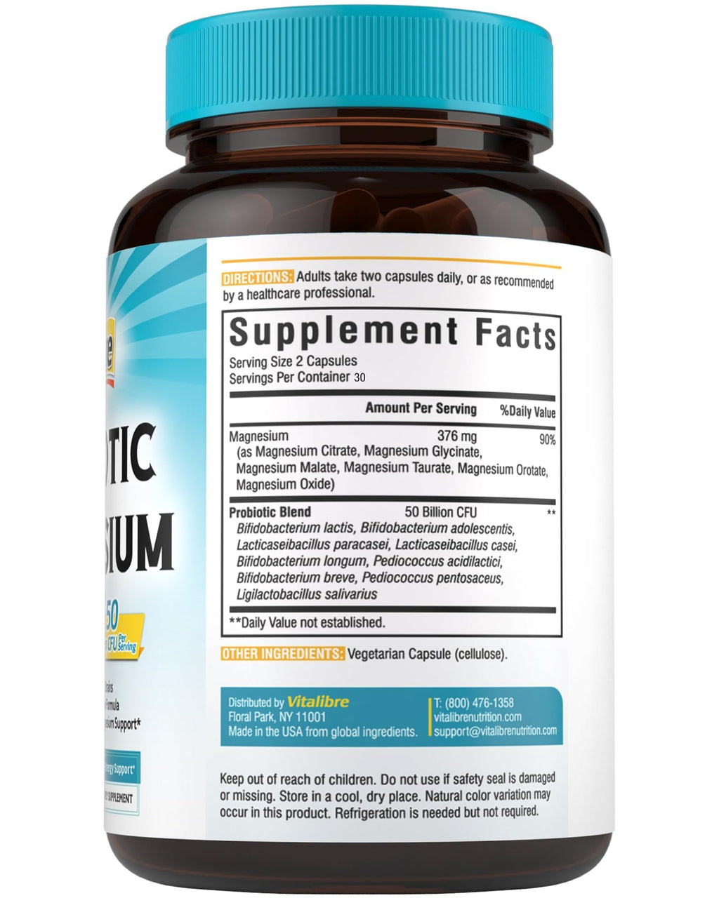 Vitalibre Probiotic with Magnesium 50 Billion CFU - 60 Capsules - image 9
