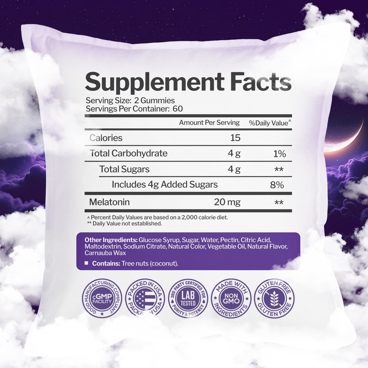 Just Nutrients Melatonin 20mg Sleep Gummies - 120 Count - image 5