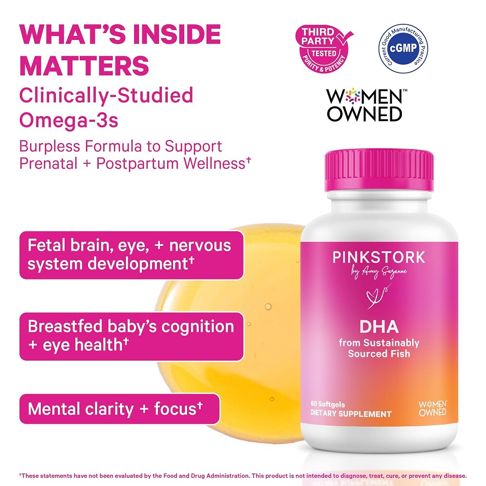 Pink Stork Omega-3 Fish Oil DHA + EPA Prenatal - 60 Softgels - image 2