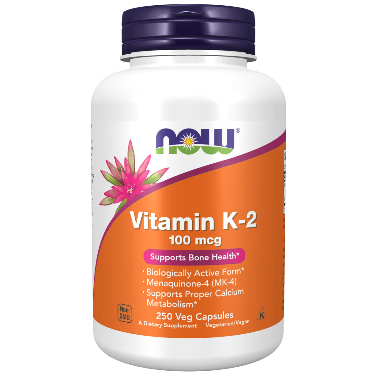 NOW Vitamin K-2 100 mcg Menaquinone-4 - 250 Vegetarian Capsules