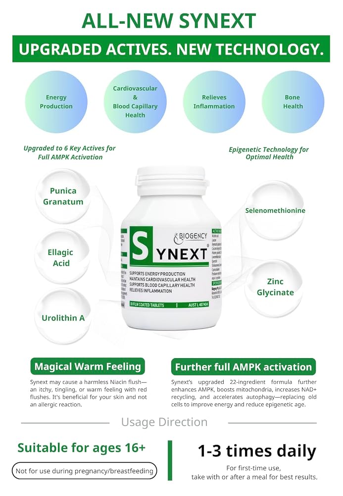 Biogency Synext NAD+ Supplement for Energy - 30 Tablets - image 5