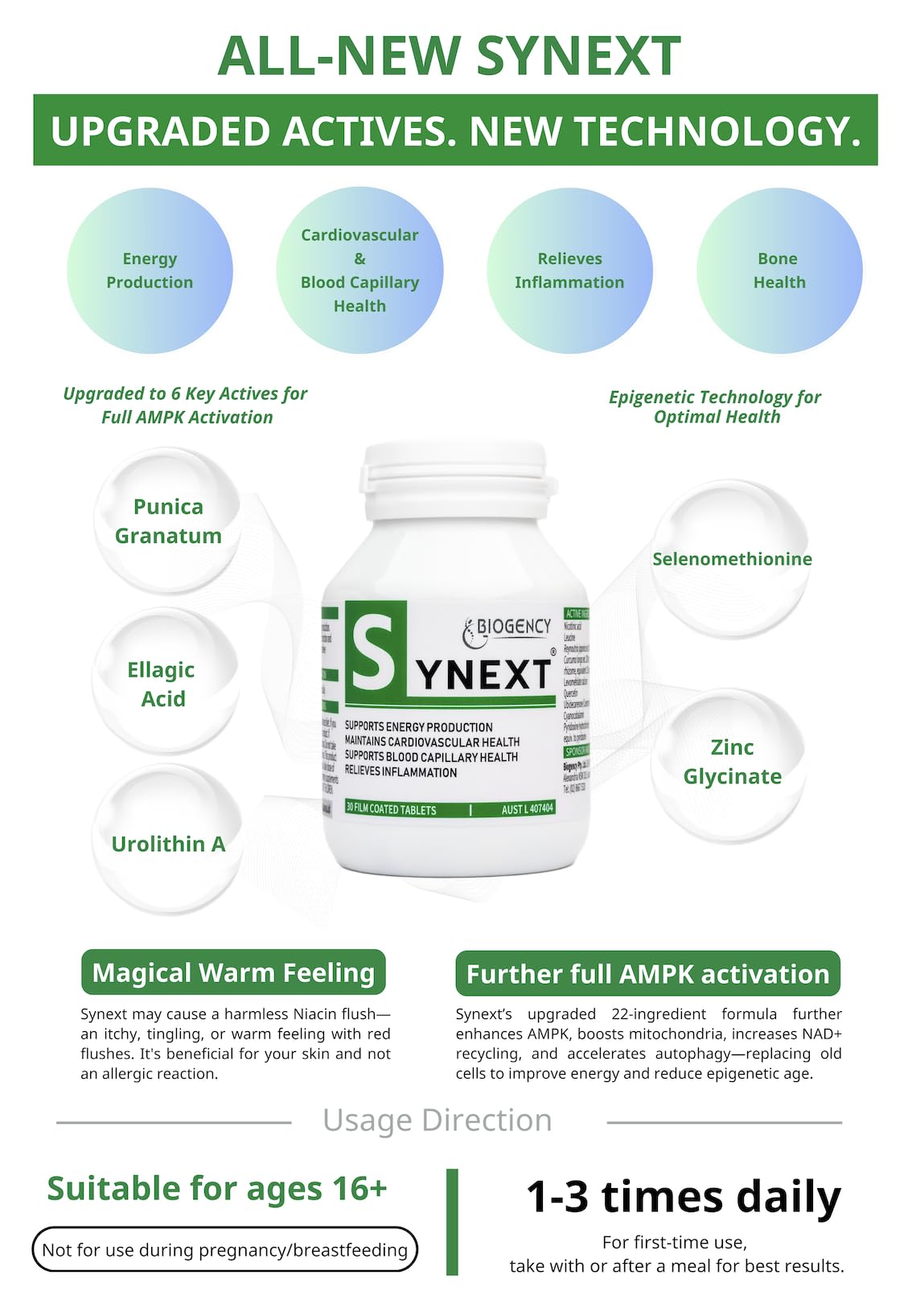 Biogency Synext NAD+ Supplement for Energy - 30 Tablets - image 5