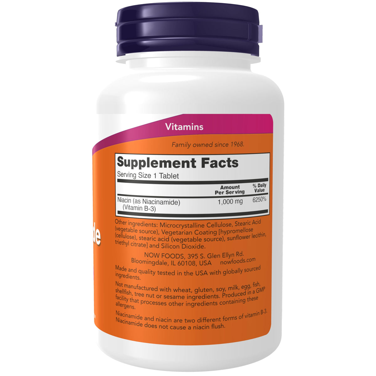 NOW Niacinamide Vitamin B-3 1000 mg - 90 Tablets - image 2