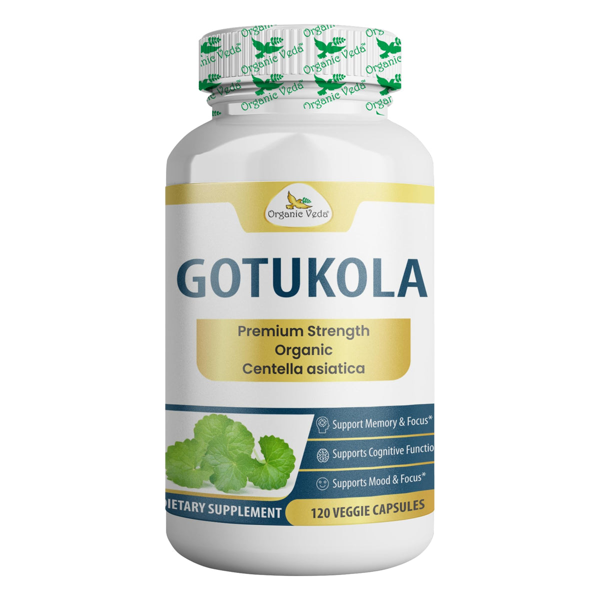 Organic Veda Centella Asiatica Gotu Kola Brain Support - 120 Capsules
