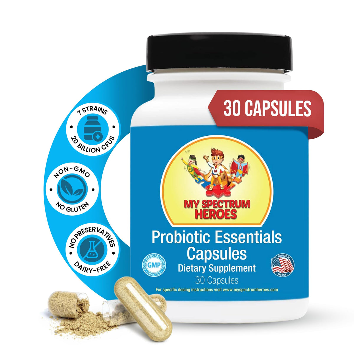 My Spectrum Heroes Probiotic Capsules for Digestive Health - 30 Count