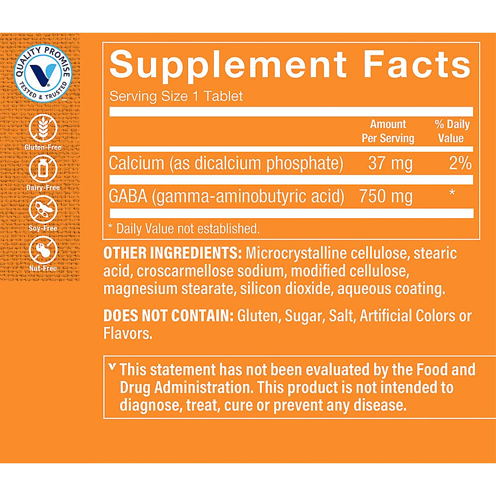 The Vitamin Shoppe GABA 750mg Relaxation Support - 90 Tablets - image 2