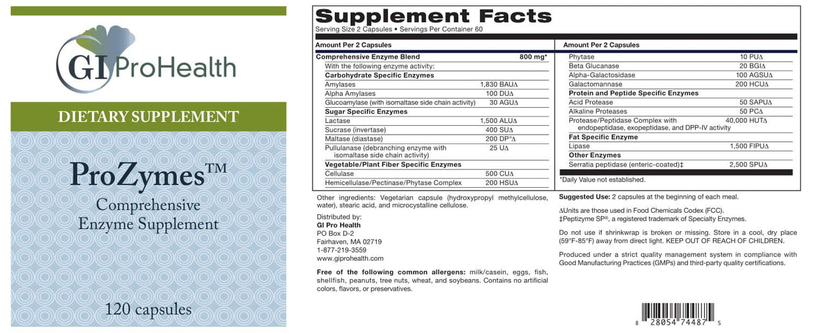 GI ProHealth ProZymes Multi-Enzyme Digestive Support - 120 Capsules - image 2